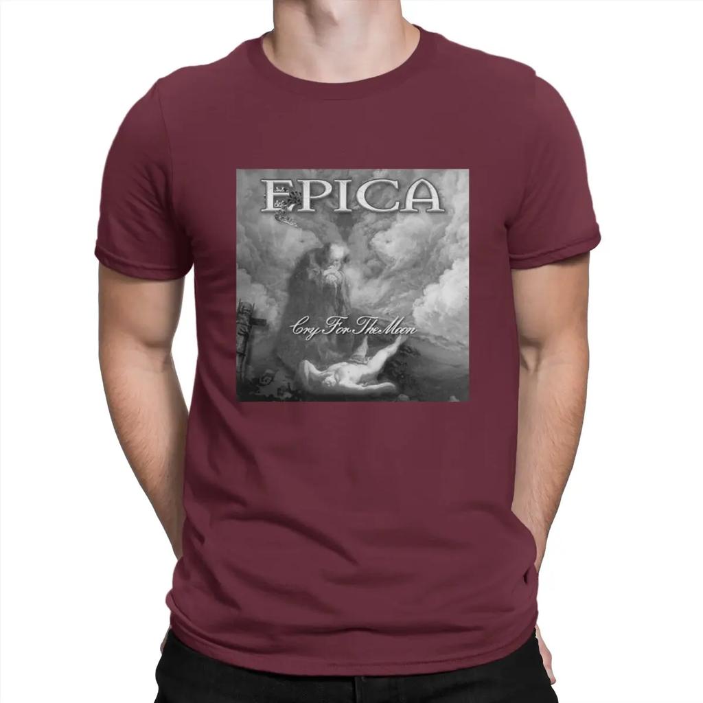 Cry For The Moon Band Men T Shirts E-Epica Casual Tee Shirt Short Sleeve Round Collar T-Shirts Cotton Unique Clothing