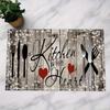 [Kitchen Decor Table Mat] 4pcs, Kitchen Decor And Accessories, Linen Table Fabric, Love Wood Kitchen Pattern Printed Table Mat, Perfect