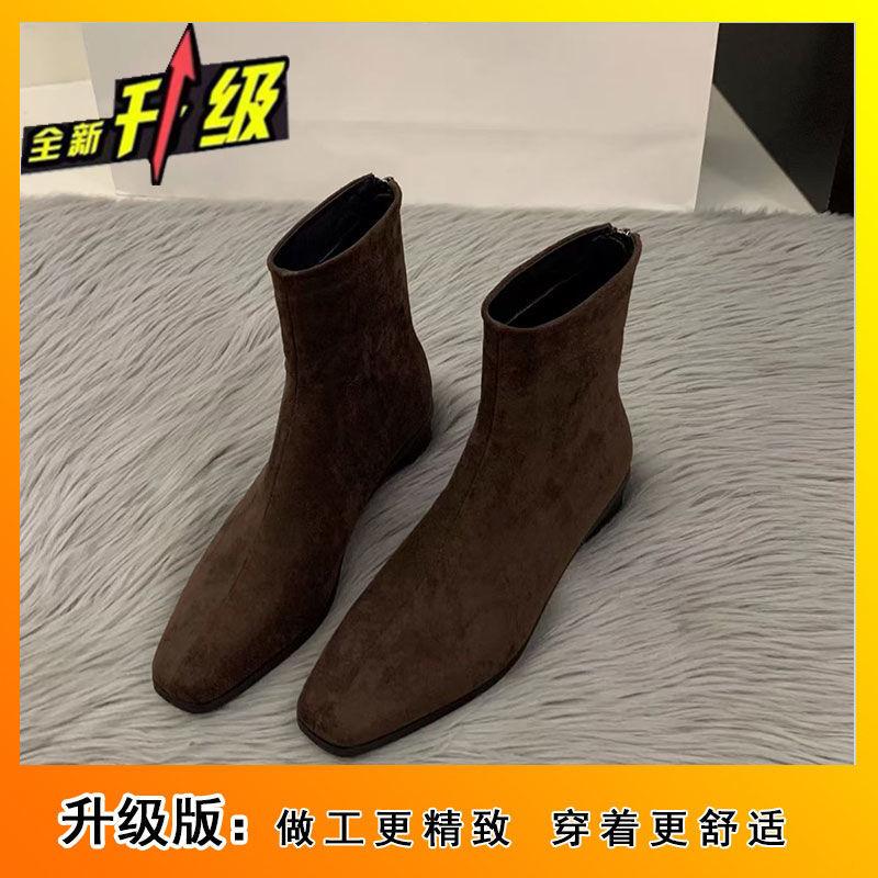 Suede versatile thick heel thin boots new autumn and winter small ankle boots velvet women's shoes short boots