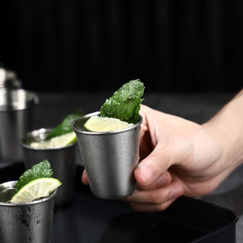 Stainless Steel Small Cocktails Shot Glasses Drinking Vessel Cup For Whiskeys Tequilas And Liquor Portable Barwares