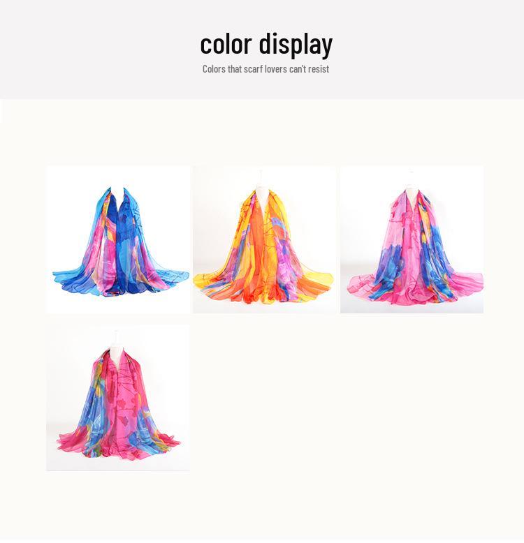 Versatile Chiffon Scarf: Autumn/Winter Women's Sun Protection Shawl, Extra Large Korean Style Beach Towel, Long Gauze Wrap