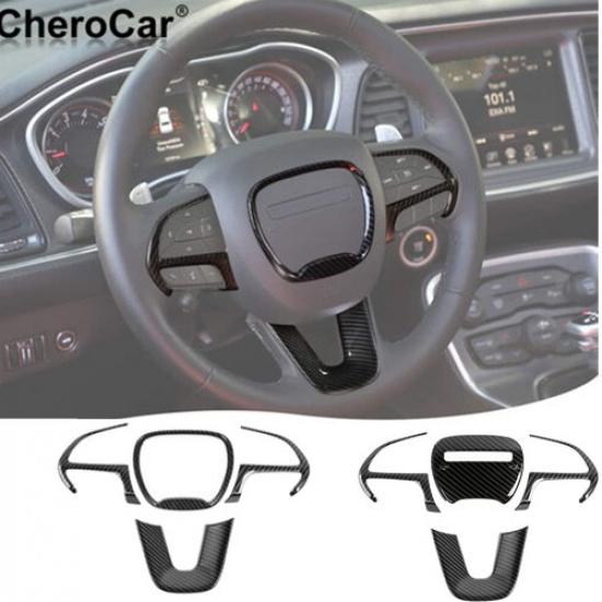 Car Steering Wheel Trim Decor Cover for 2015-23 Dodge Challenger Charger Durango