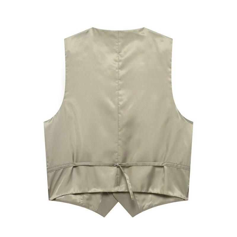 TAOP&ZA Spring/Summer Women's V-Neck Tank Top Vest with Double Pleated High Waist Long Pants.