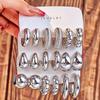 European and American Fashion C-shaped Twist and Water Drop Earrings, 3-Piece Geometric Set for Women.