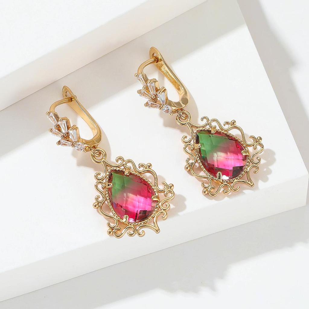 High-Quality Retro Geometric Crystal Glass Earrings