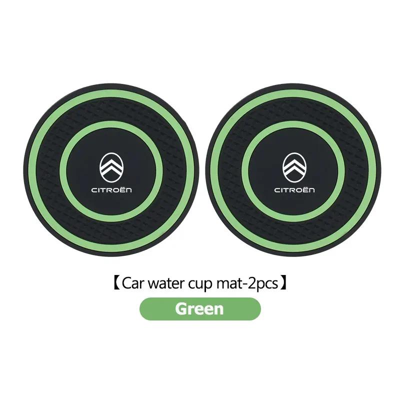 OCDK9 2pcs Car Anti Slip Insert Mat Coaster Water Cup Slot Decorate Pad For Citroen C5 C1 C2 C6 C4L DS3 DS4 DS5 C-Elysee Grand