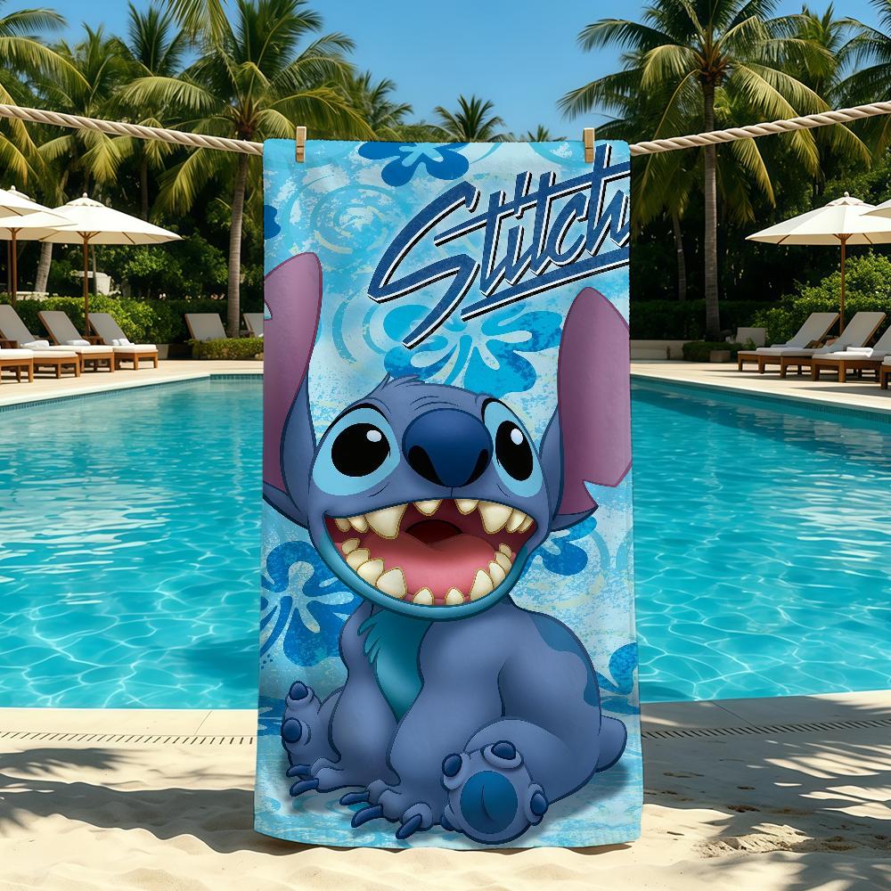 Cartoon S-Stitch-ES Cute Towel For Outdoor Camping Beach Towel Super Absorbent Quick-Drying Summer Towel
