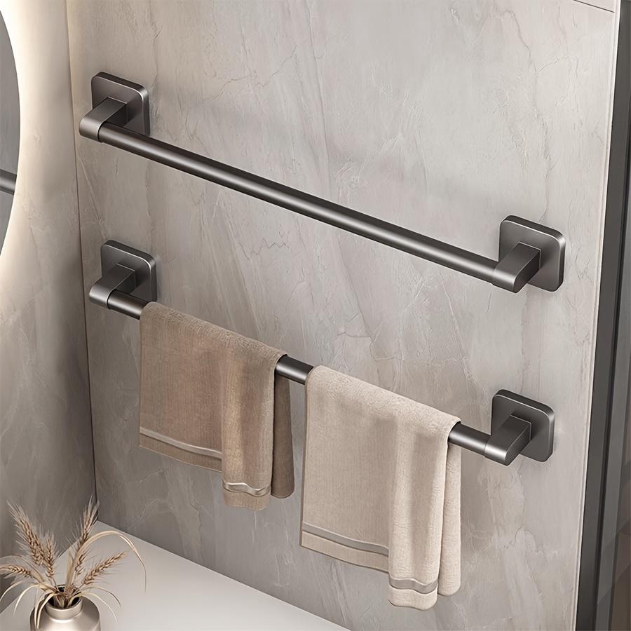 1Piece No Drill Towel Bar Rustproof Storage Rack, Wall Mounted Bathroom Rack with Slipper Organizer, Bathroom Towel Rack Storage, Modern Space Saving