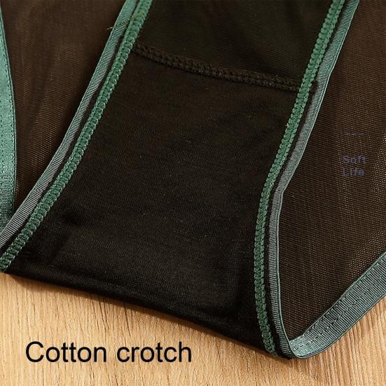 Women Sexy Briefs Low-rise Elastic Waistband Seamless Mesh Yarn Underwear Solid Color Lightweight Panties