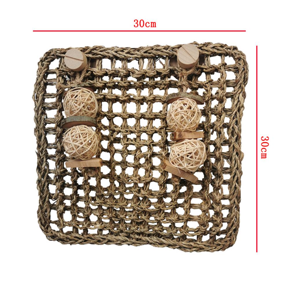 Hanging Grass Mat With Wicker Balls Chew Toys Pet Supplies For Rabbit Chinchilla Guinea Pig Teeth Cleaning