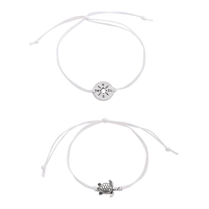 New summer foot accessories retro simple fashion rope anklet creative compass turtle two-piece anklet