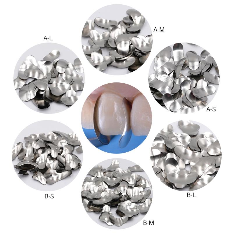 100Pcs/Set Dental Matrices Sectional Contoured Metal Matrix Bands Matrix Rings Full Teeth Replacement Dentsit Oral Care Tool