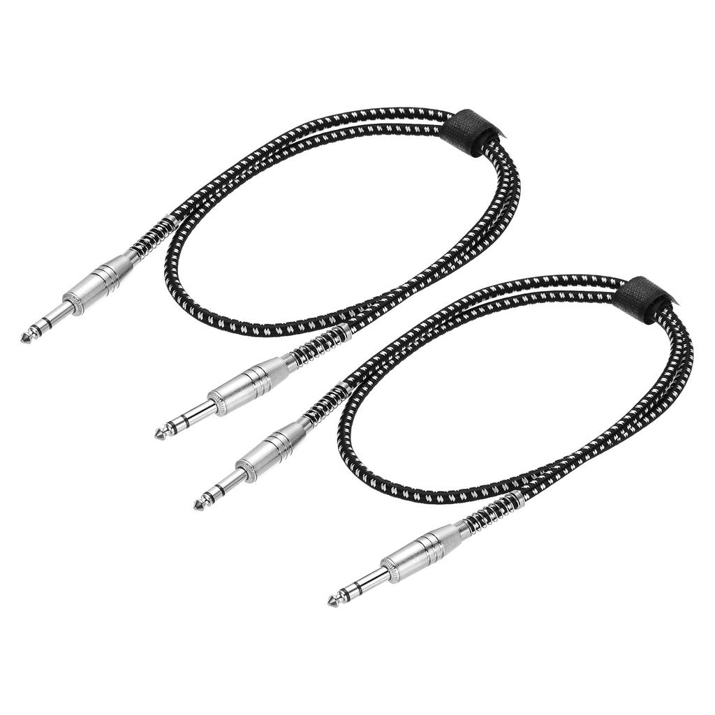 uxcell 2-Piece Guitar Instrument Cable, 3 Feet 14" to 14" Straight to Straight Angled Electric Guitar Jack Cable Wire for Guitar and Bass, Black and
