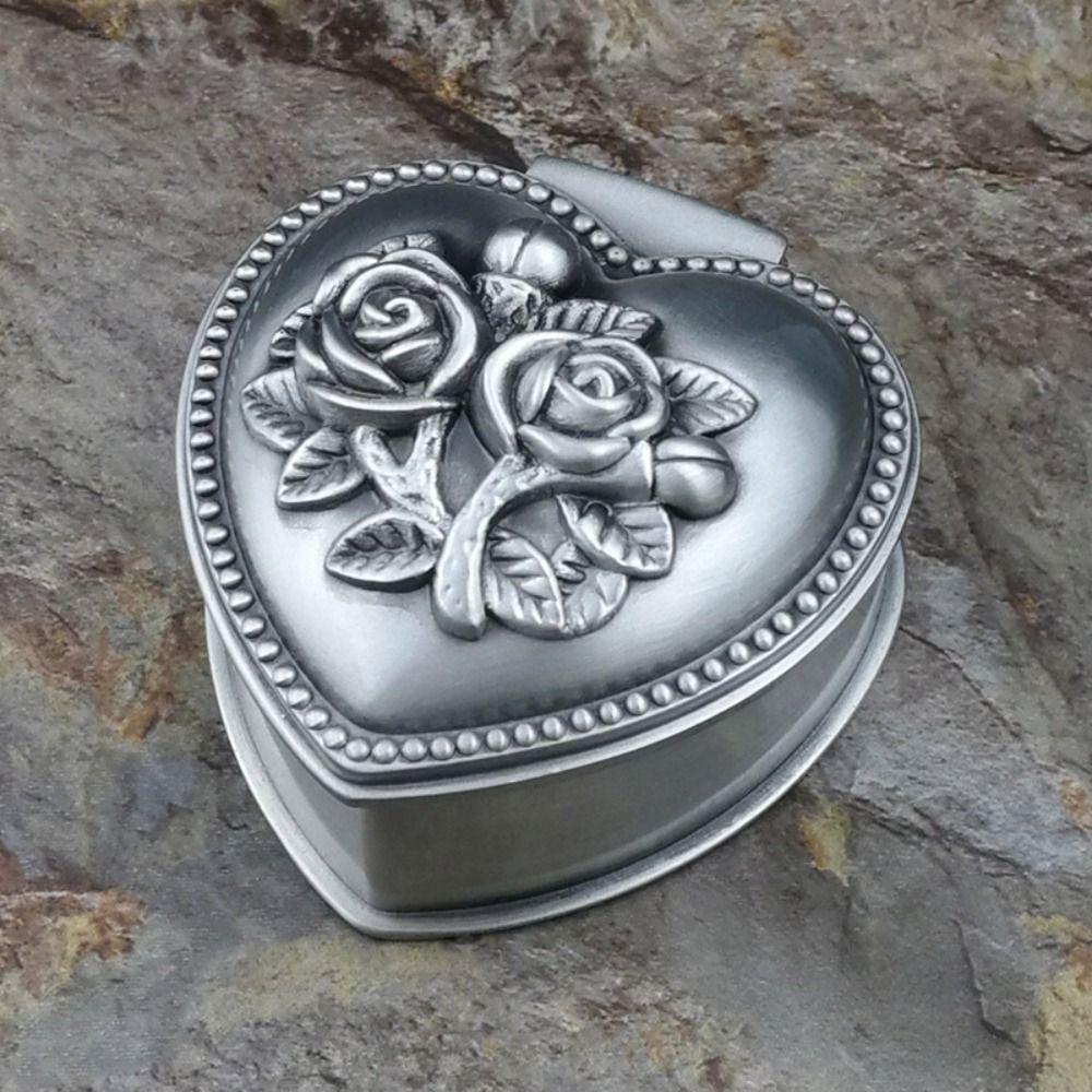 Staubdichte Schmuckschatulle aus Metall Herzförmig Ring Schmuck Aufbewahrung Anhänger Perlen