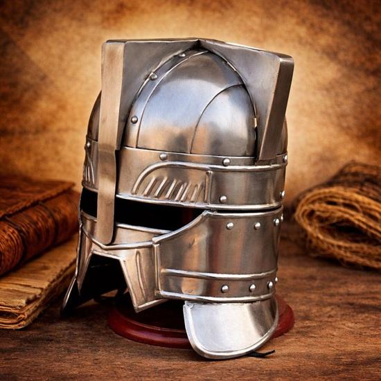 Mittelalterlicher Ritter Kreuzritterhelm Handgefertigter Stahl Rüstungshelm zur Dekoration, Cosplay Sammlergeschenk