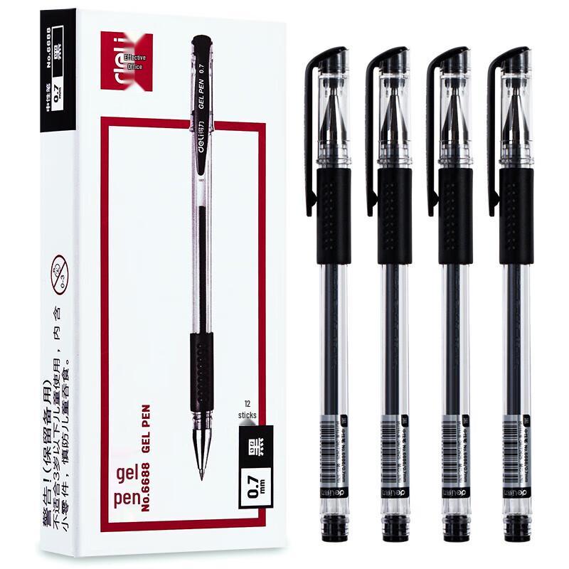 Deli 6688 0.7mm Black Gel Pen Refills (12-Pack)