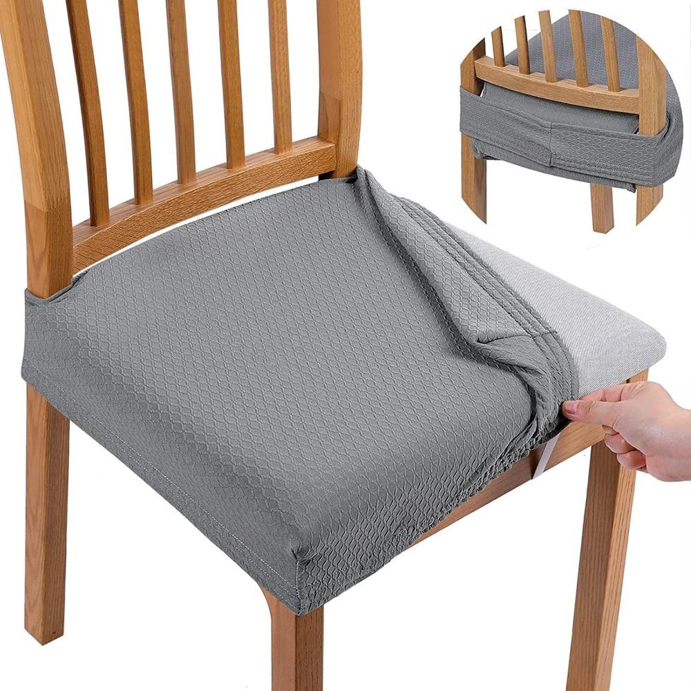 Removable Chair Seat Cover Solid Color Chair Cushion Cover Elastic Seat Protectors Restaurant