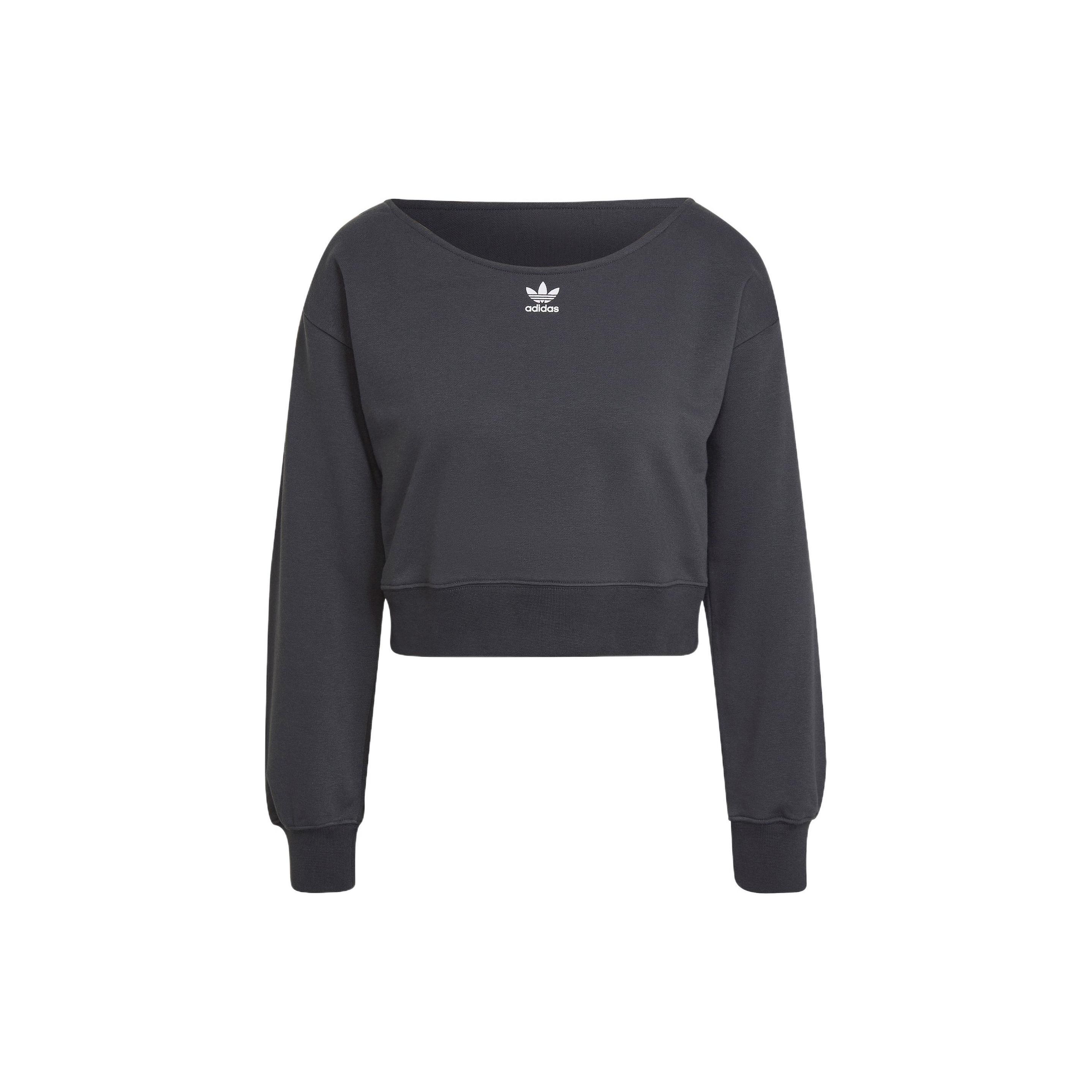 Adidas Originals Мешковатый свитшот с круглым вырезом и логотипом, короткий, спортивный, женский, серый HU1647 44