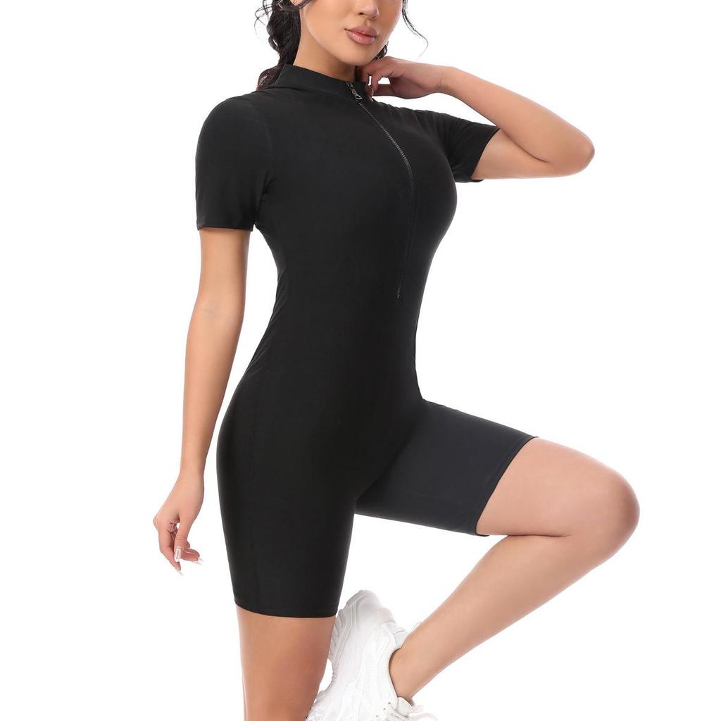 Women's High-Neck Sauna Bodysuit for Yoga and Fitness