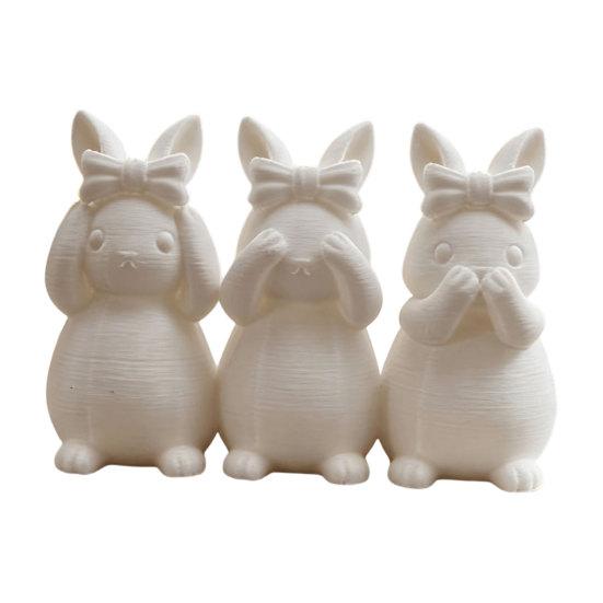 Easter Ornament, One-piece Molded Bunny Figure, 3D Printed Rabbit Design Decorative Figurine for Living Room Bedroom Holiday Decor белый