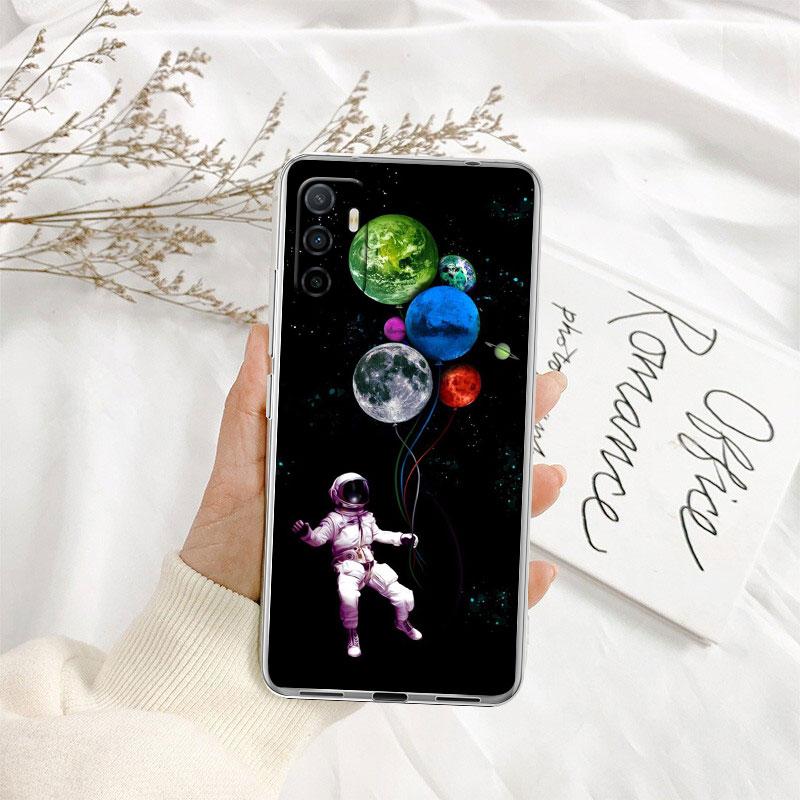 IK2 Abstract Space Astronaut Transparent Phone Case for Motorola Moto G7 G8 G9 G84 G85 G73 G24 G15 Z2 Play Power Plus