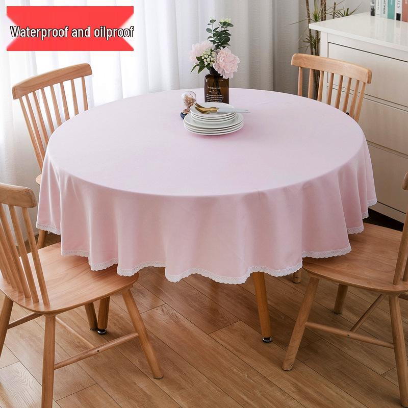 Round Waterproof & Oil-Proof Tablecloth - Solid Color, Premium Quality, Wash-Free Dining Table Cover