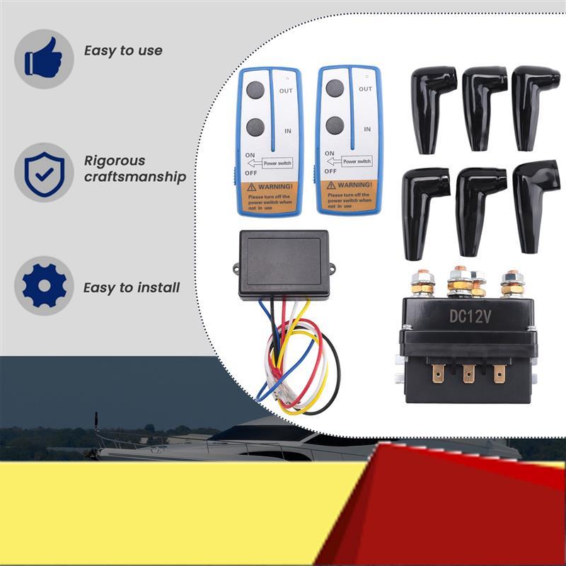 Relais Contacteur Solénoïde de Treuil 12V 500A + Kit Télécommande Sans Fil pour Treuil pour Camion Jeep ATV 5500-12000Lbs (500A)-M53K