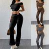 Summer Y2K Women Casual Sport Simple Solid Color Sexy Slim Crop Fashion Set