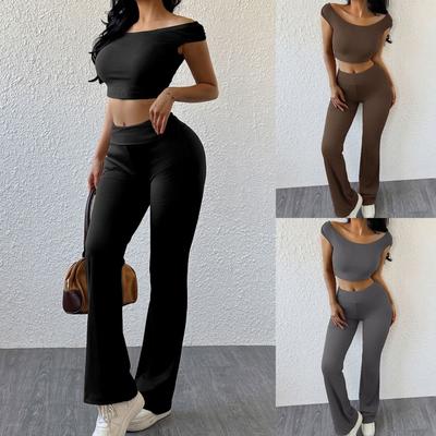 Sommer Y2K Damen Lässig Sport Einfach Einfarbig Sexy Schlank Crop Mode Set