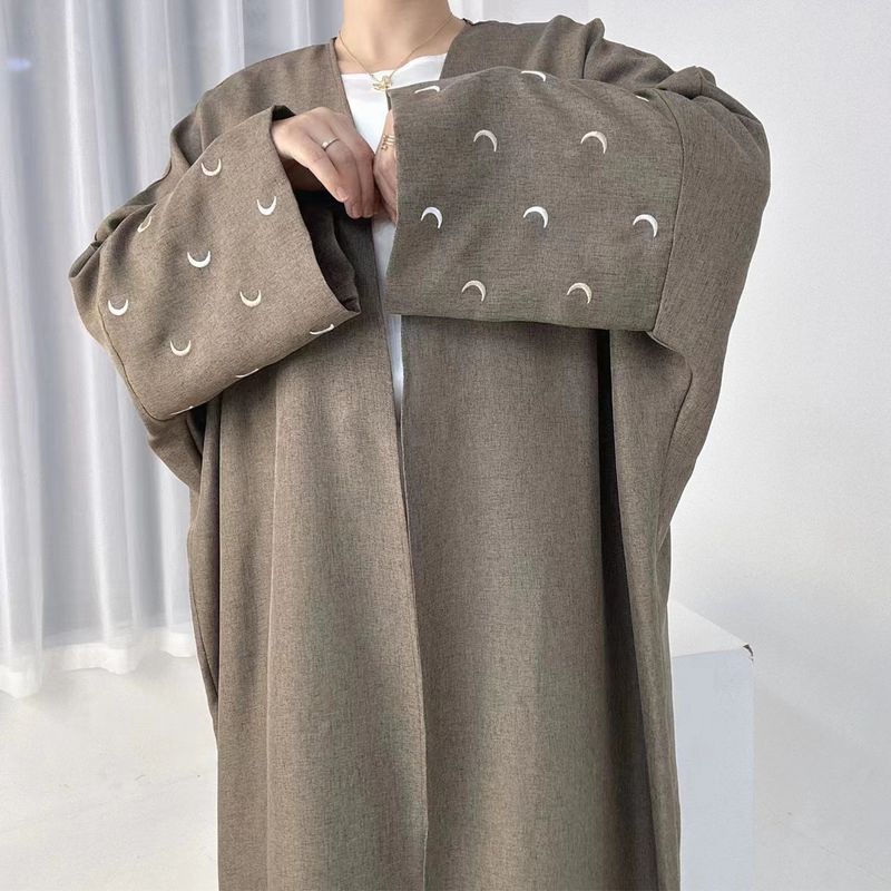 New Arrival Middle East Dubai Embroider Elegance Cardigan Robe Dress Embroidered Cardigan Dress