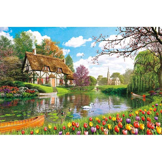 Blooming Waterway by Dominic x 50 jigsaw made in Japan by APPLEONE 1000-922 Davison, 1000-piece (75 cm) puzzle,