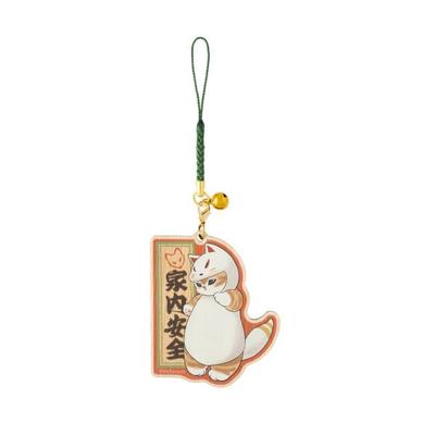 Mofusand Dřevěná klíčenka se zvonkem ( Rodinná bezpečnost Inari Nyan ) Japonsko NOVÝ