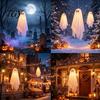 Beleuchtetes Geister-Set für Bäume 3 Stück Halloween Beleuchtete Hängende Dekorationen, Leuchtende Warme LED Schwebende Geister, Schwingende Ornamente Außen Display Baum