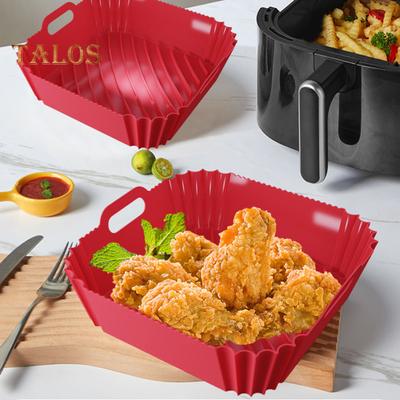 Air Fryer-foder av silikon Återanvändbara fyrkantiga Airfryer-foder för 4-6 QT livsmedelsklassade bakplåtstillbehör Air Fryer