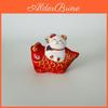 Wooden Maneki Neko Lucky Fish Ornament With Handcrafted Design For Office Decor And Giftgiving