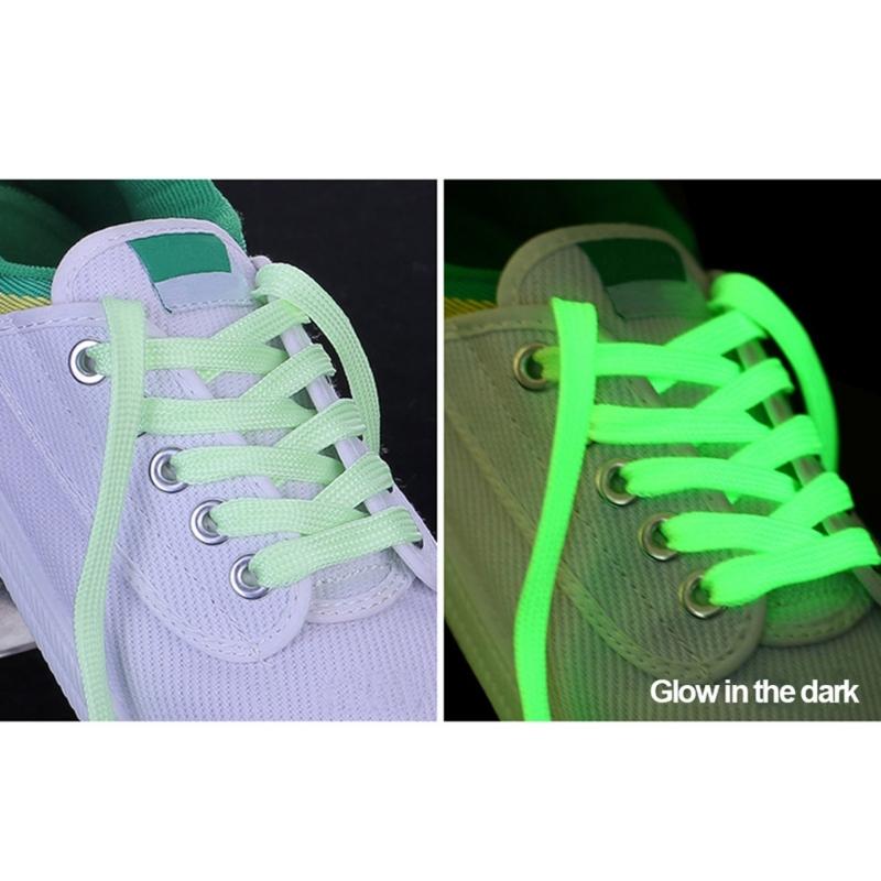 Glowing In The Dark Shoestrings Polyester Flat Luminously Athletic Sneakers Shoe Laces Replacement For Outdoor Activity