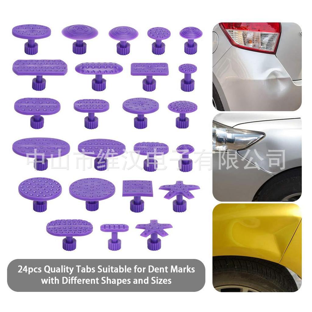 24 Pcs Car Dent Puller Suction Cups Car Dent Repair Tool Suction Sucker Gasket Paintless Dent Removal Tool Pulling Tabs
