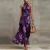YYFS Abiti casual senza maniche con stampa floreale, a vita alta, con scollo a V, alla moda estiva da donna