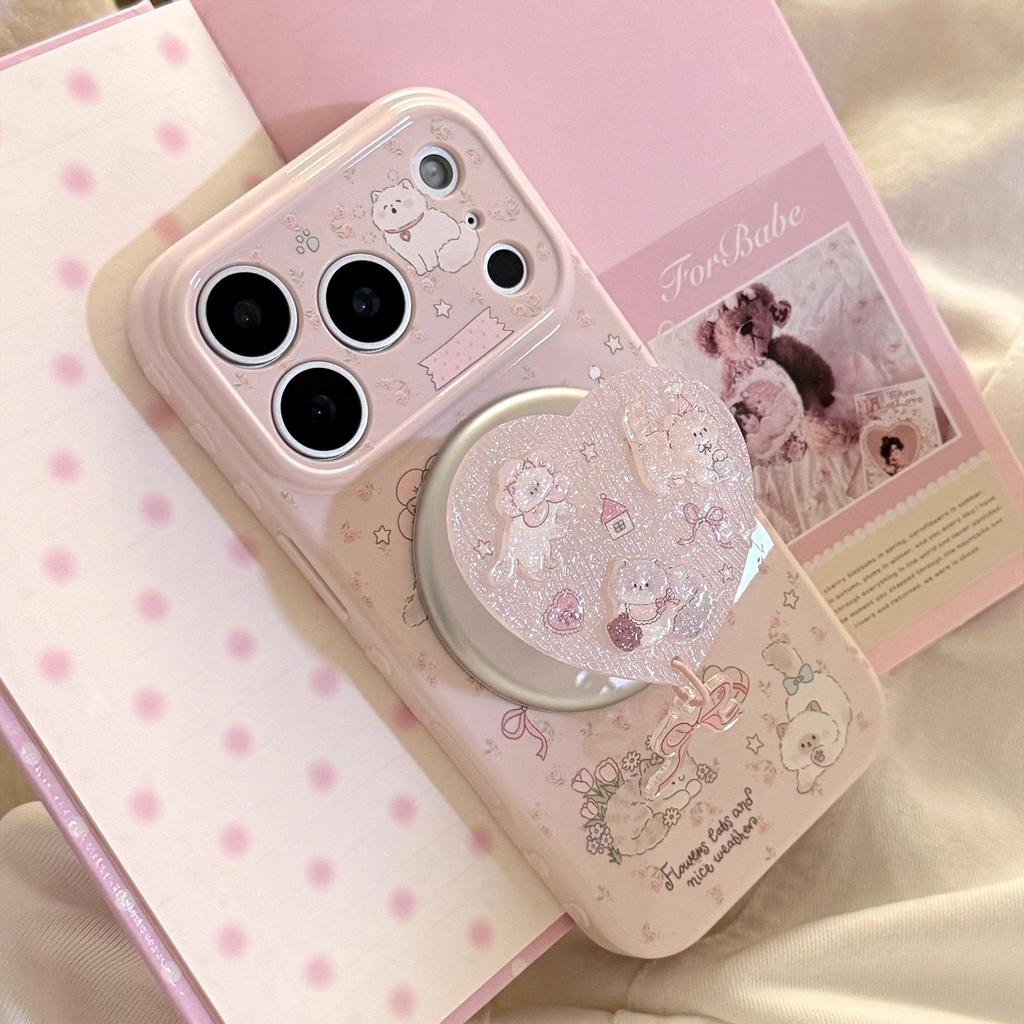 3D Cartoon Kitten Phone Case with Stand for iPhone 16, iPhone 17, and iPhone 17 Pro Max