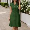 ZANZEA Women Classic Collar Summer Casual Short Sleeve Dress