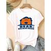 European Size Fashionable Women'S Sports Short Sleeve T-Shirt | Cartoon Bear Print with "BEAR In The BIG BLUE HOUSE" | Comfortable Crew Neck