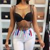 Diamond Mesh Tank Top Women Hollow Out Elastic  Rhinestone Crop Tops