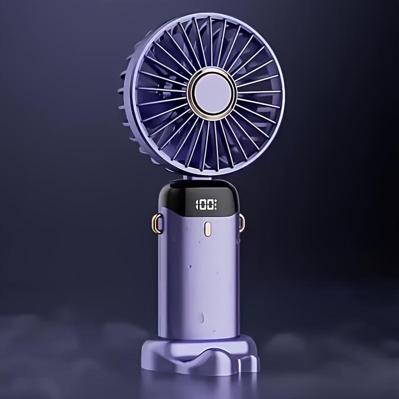1pc, Mini Portable Fan, Handheld Fan, Personal Mini Fan, USB Rechargeable, 5 Speeds, 90° Foldable Battery Powered, Mini Fan with LED Display