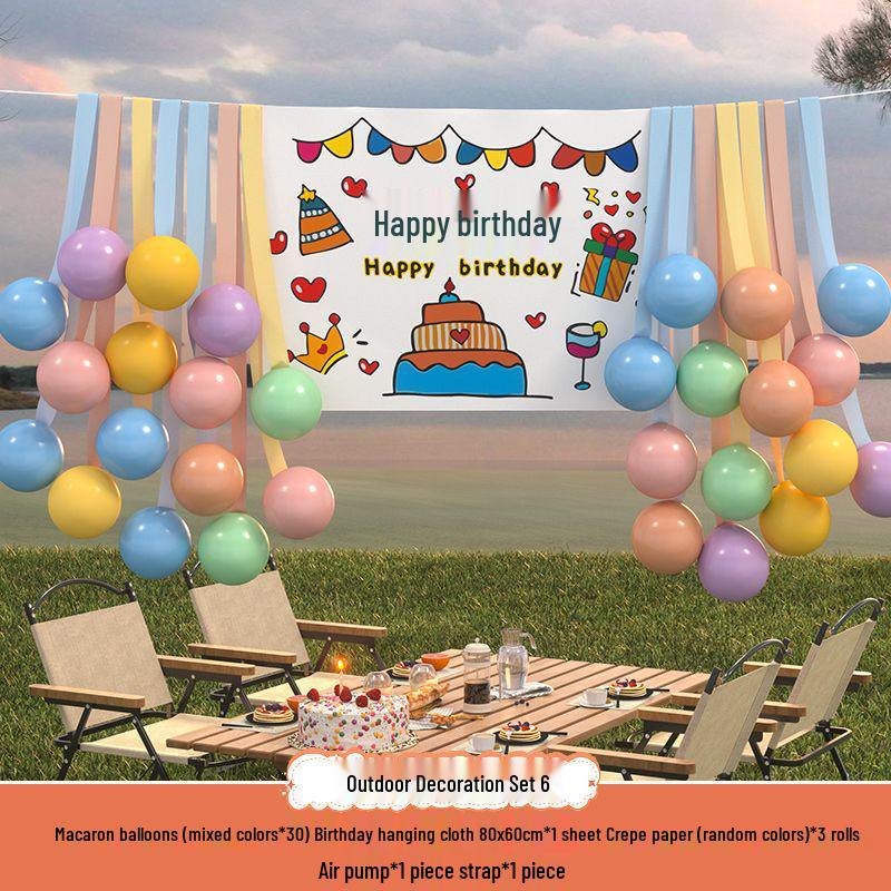Xiaohongshu První narozeninová kempingová párty Balónky a banner pro děti