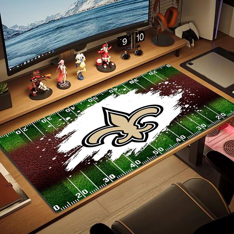 New Orleans Saints Logo Color Mouse Pad Large Gaming Table Cushion Non-slip Laptop Tablet Big Mousepad XXL Mat Mini PC Playmat With Lock Edge