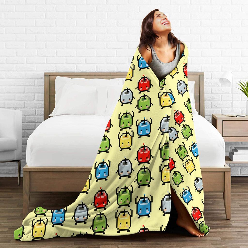 Junimos Blue Chicken Stardew Valley Blanket Warm Soft Fluffy Plush Throw Blanket For Couch Camping Flannel Bedspread Bed Cover