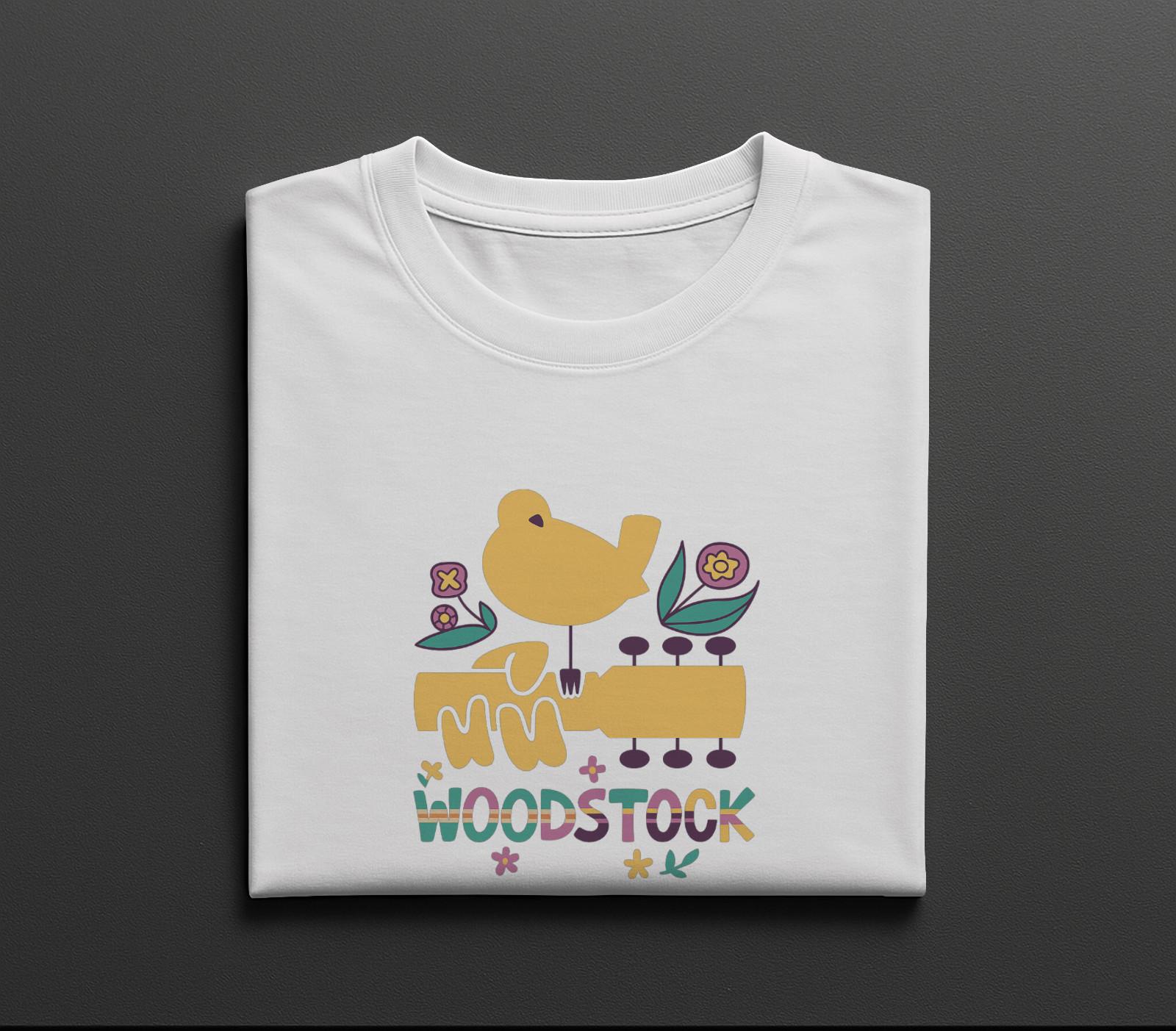 Woodstock Retro Bird Guitar T-Shirt Colorful Hippie Music Festival Graphic Tee XXXXL