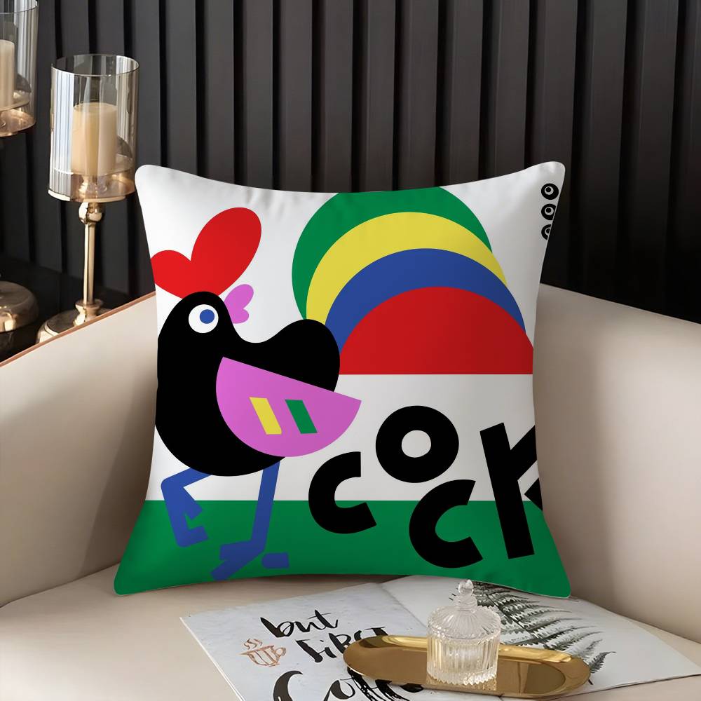 Pillow Case Cute Animal World Home Dorm Chair Back Short Plush Double-sided Printing Office Nap Time Cushion Cover