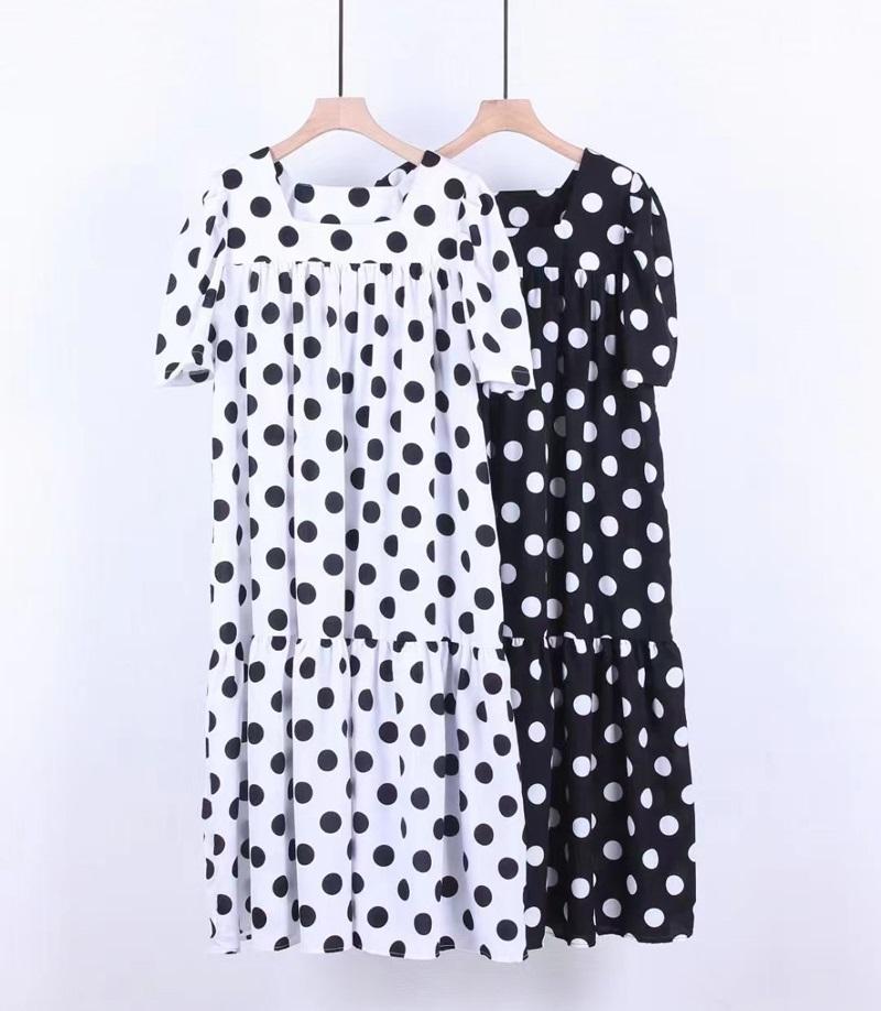 Kurzärmlig Übergröße Vintage Punkt Neu in Kleider für Frauen lässig locker langes Sommerkleid