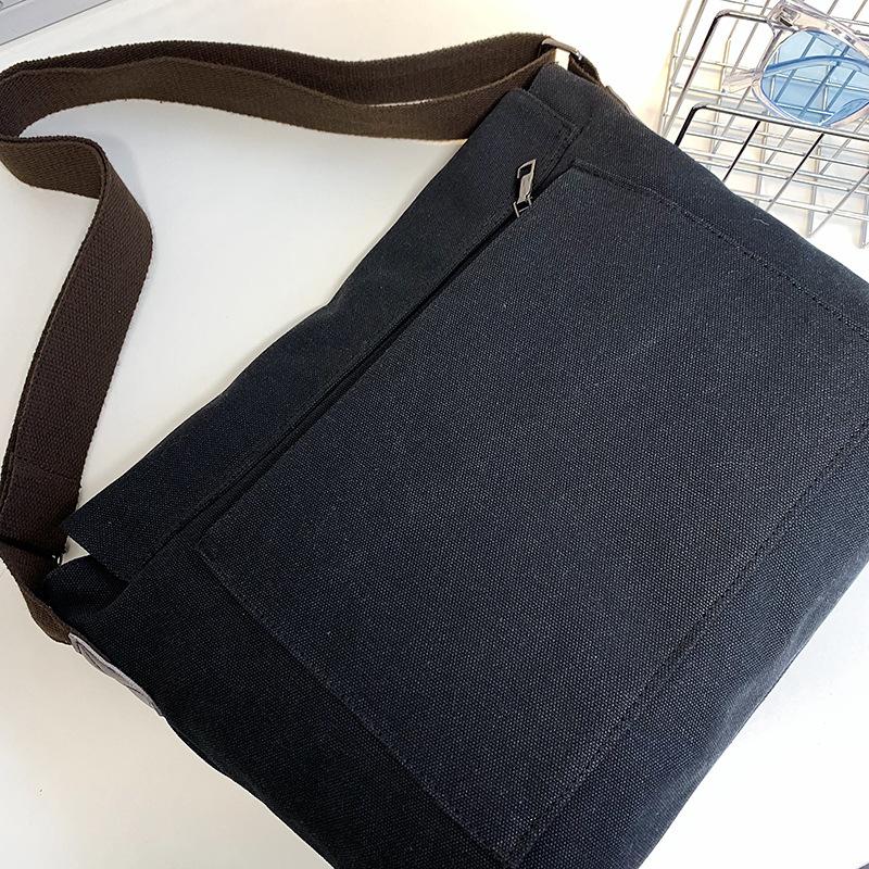 School bag Japanese casual versatile student shoulder bag lazy style ins literary messenger bag tooling canvas bag messenger bag